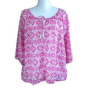 Gap cotton ikat pullover with tassels M